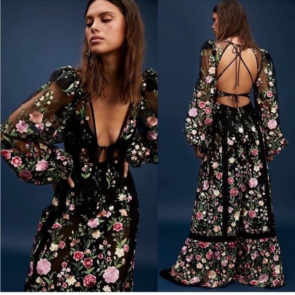 Free People For Love & Lemons Luna Sheer
Floral Maxi Dress /size  Xs - Picture 5 of 14